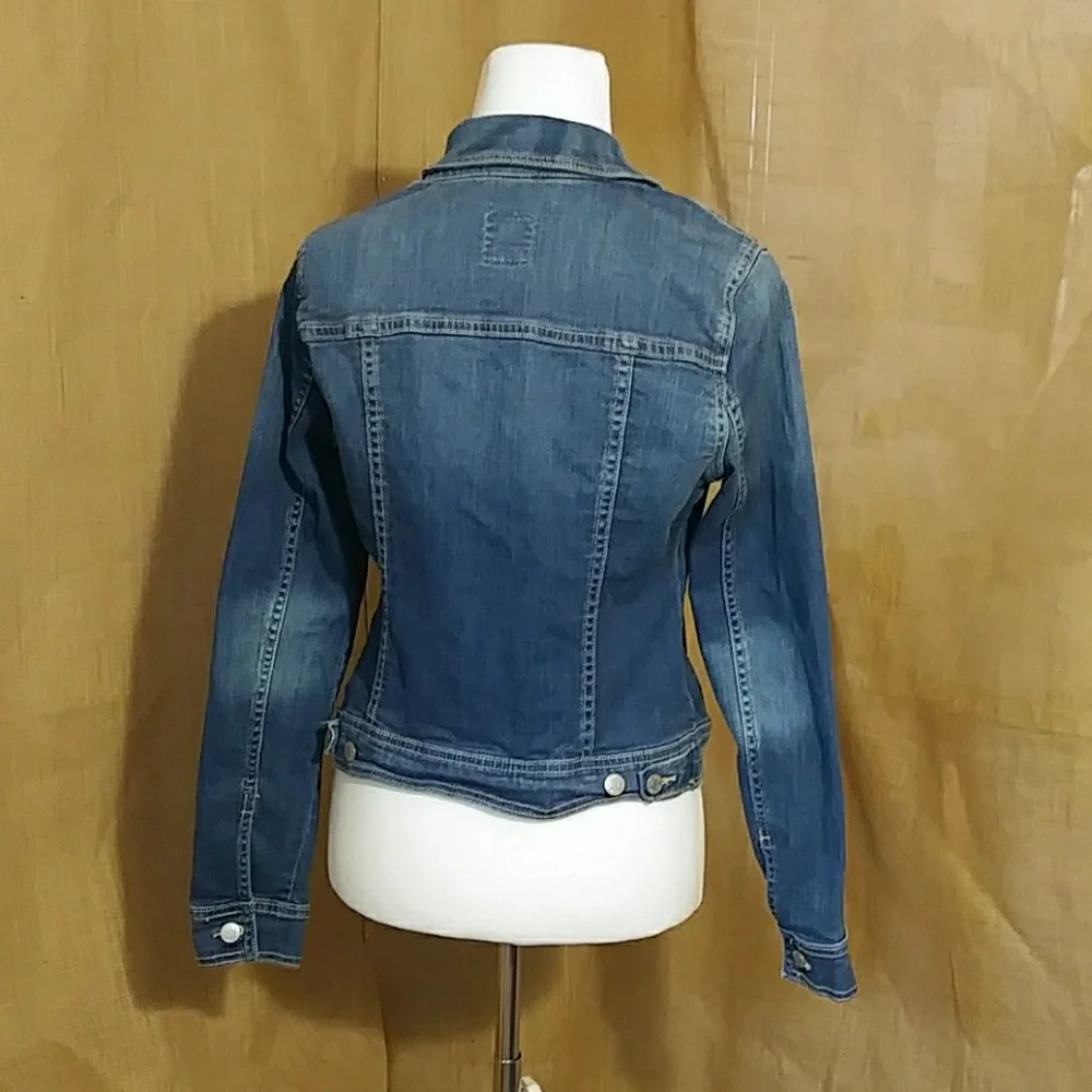 Old Navy Women's Medium Jean Denim Jacket Silver Buttons EUC - Picture 2 of 6